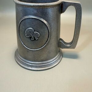 Vintage Wilton Armetale RWP pewter beer mug With Mushroom Emblem.